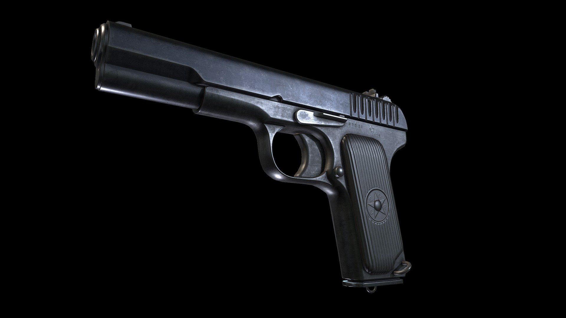 Game ready marked TT-33 pistol

High res renders: https://www.artstation.com/artwork/3qznJg

.fbx

5,581 tris

1 UV in 4096x4096 - Tokarev TT-33 - Buy Royalty Free 3D model by Minde (@mufake) 3d model
