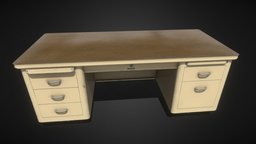 Steelcase Tanker Desk mid-century, desk, vintage, steelcase, low-poly, lowpoly