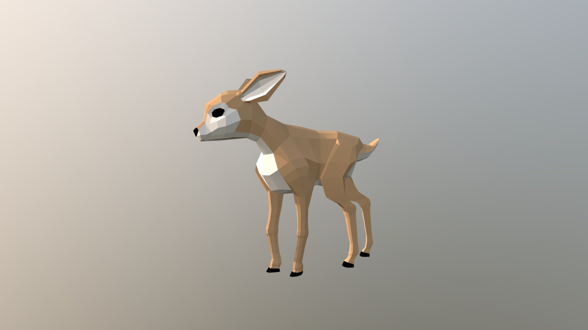 A feceted-Style fawn that is rigged and animated natively in Blender. No texture maps needed since this is made with just materials assigned to faces. I was going for simple elegance on this design 3d model