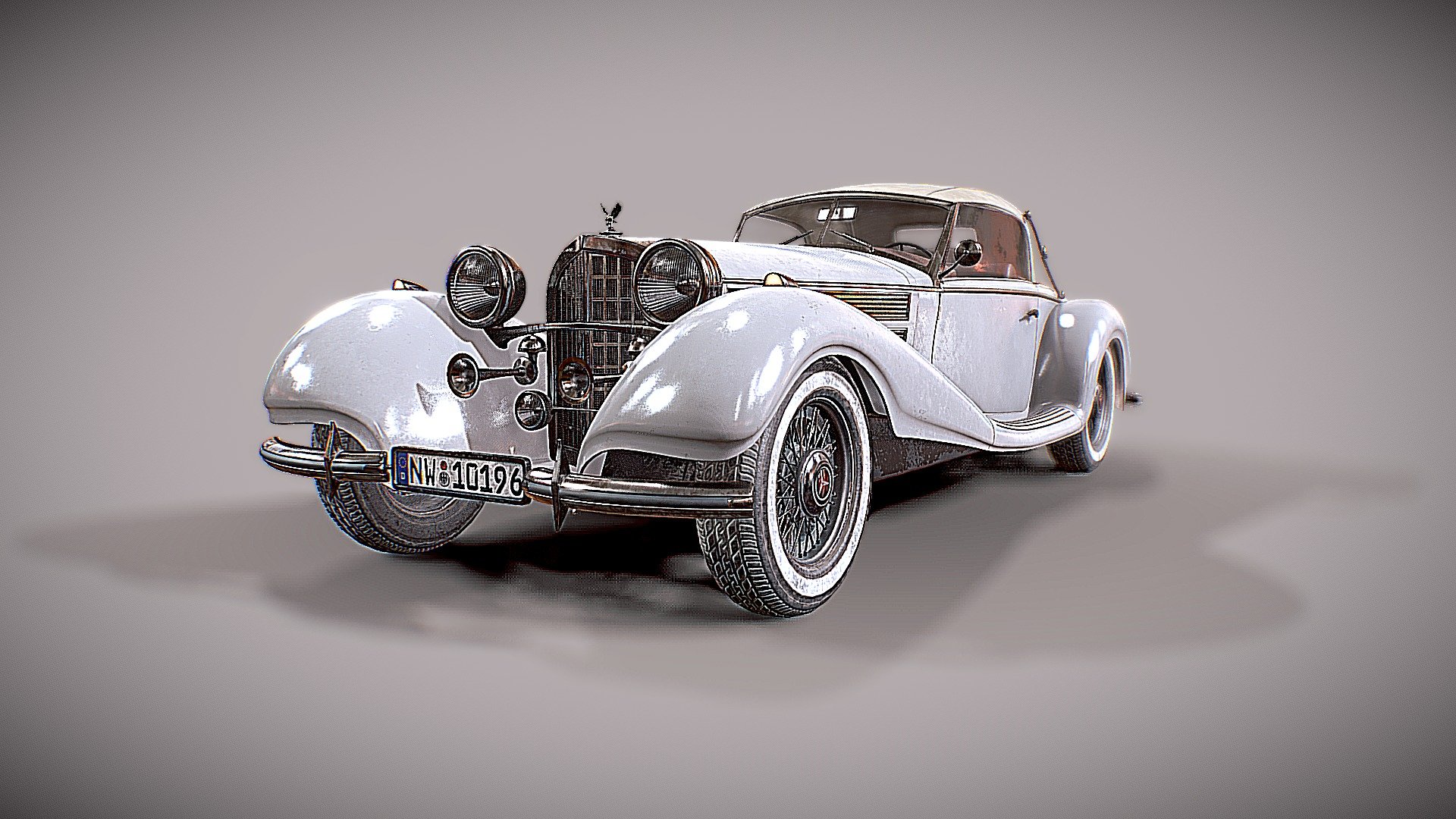 Normal maps have been compressed very poorly on sketchfab, so they cannot be appreciated as they really are.

Quick visualization of the original black car, color variant: White.

Stay tuned for future Artstation renders.

Original for sale (Comes with 3 color variants): https://sketchfab.com/3d-models/gameready-1930s-vintage-cabriolet-vehicle-1811d45ab398489fa9eaa90fc0884344

3 texture sets 3d model