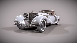 [White] 1930s Vintage Cabriolet Vehicle