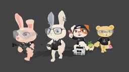 MMM Team rabbit, puppy, lion, phtotoshop, maya, cartoon, noai