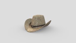 Female Cowgirl Western Straw Hat hat, cowboy, western, cowgirl, sheriff, straw, pbr, low, poly, female