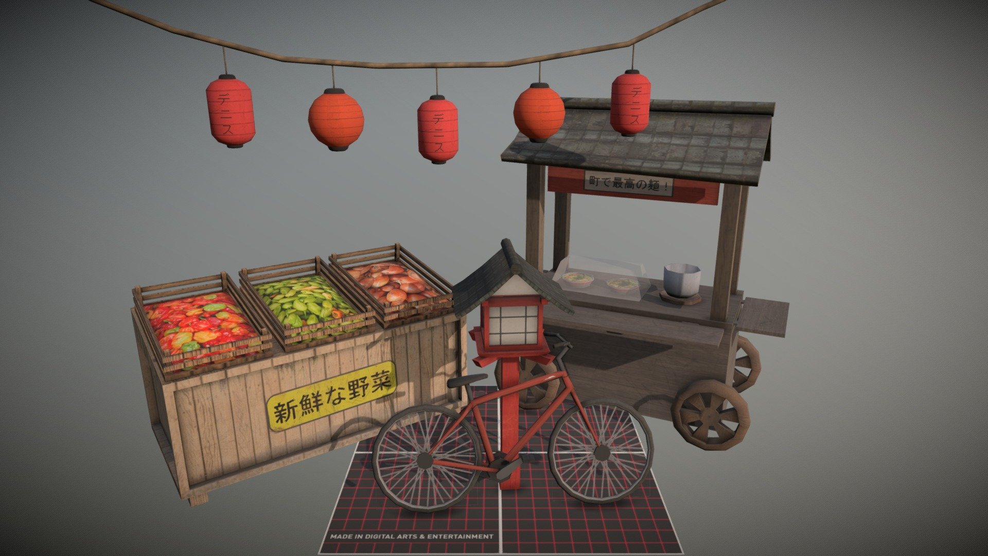 These are the 5 props I made for this assignement.

All props were modelled and texured by Dennis Van Malderen.
1DAE22 - 5 Props For My Kyoto City Scene - 3D model by DennisVanMalderen 3d model