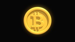 Bitcoin Gold Coin with Cartoon Style money, bitcoin, cash, futures, cryptocurrency, blockchain, cartoon, 3d, sci-fi, technology, gold
