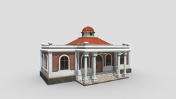 Colonial Building Lowpoly office, palace, exterior, colonial, outdoor, old, game-ready, game-asset, props-assets, props-game, architecture, lowpoly, house, decoration, building