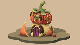 Pumpkin House low-poly-model, environment-assets, lowpolymodel, environment-game, housemodel, prop_modeling, low-poly, blender, lowpoly, stylized, environment