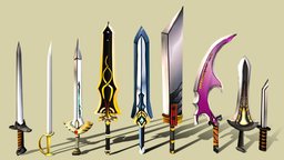 Ultra Low Poly Swords Pack warrior, prop, wepons, metal, props, swords, weapon, low-poly, lowpoly, sword