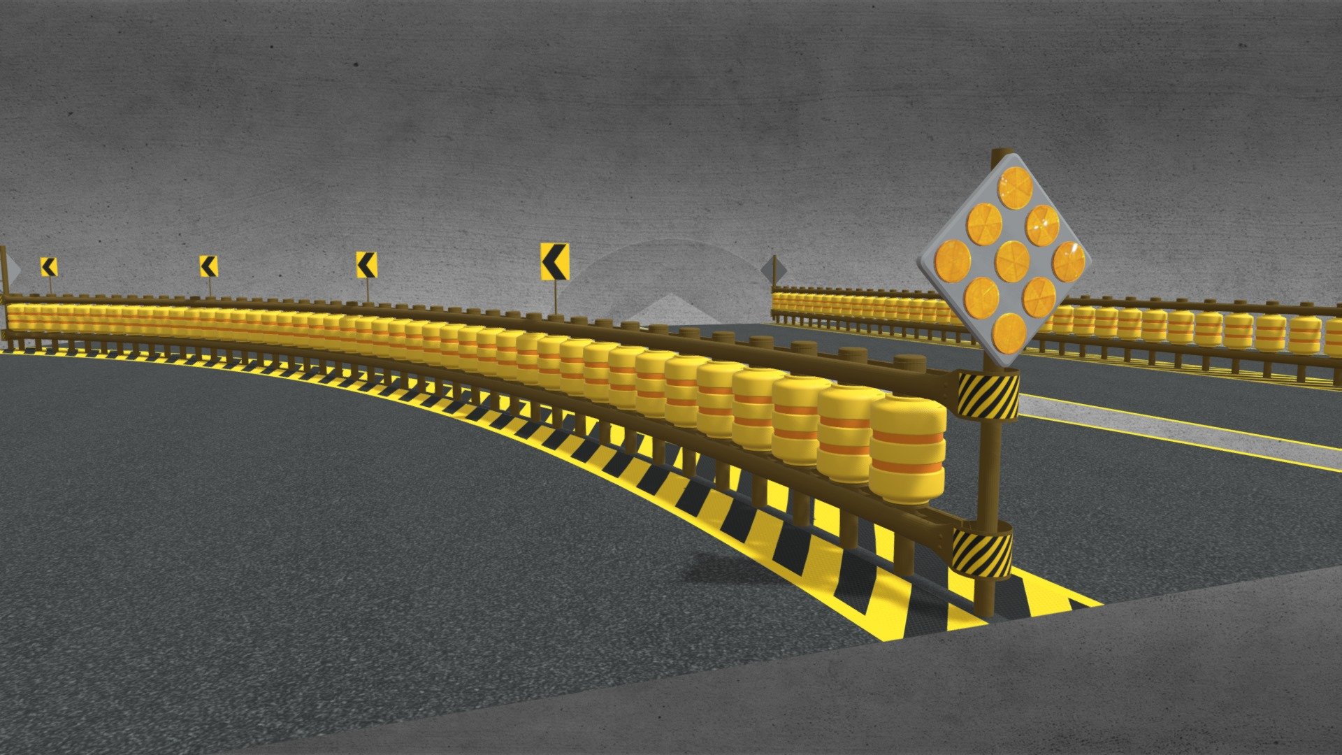 Rolling Barrier System Curved &amp; Straight
originally created with 3ds Max 2015 and rendered in Vray 3.0.

Total Poly Counts: 2 Pakage (Curved &amp; Straight)
Poly Count = 324516
Vertex Count = 332264

rolling barrier divider barricade city transport street road traffic light cityscape bus car truck crash vehicle highway roadway guardrail barrels - Rolling Barrier System Curved & Straight - 3D model by nuralam018 3d model