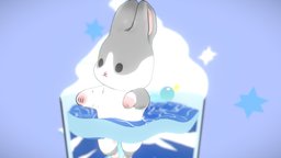 cute rabbit Machiko In Cup drink, rabbit, fanart, cute, maya, character