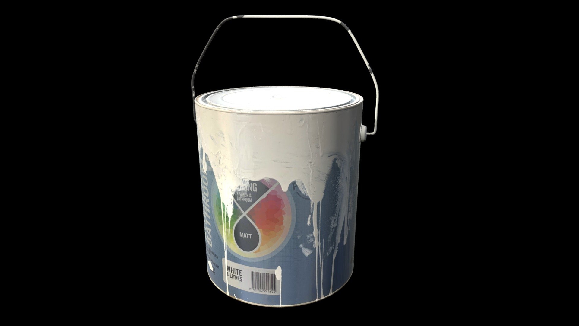 Realistic detailed paint bucket with PBR textures including color, bump, spec, roughness, and metal maps. Perfect for games, VR, renders, etc 3d model
