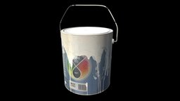 Paint Bucket bucket, paint, painting, can, site, vr, metal, artistic, artist, dripping, drips, blobs, game, art, home, decoration, container, construction, bursh