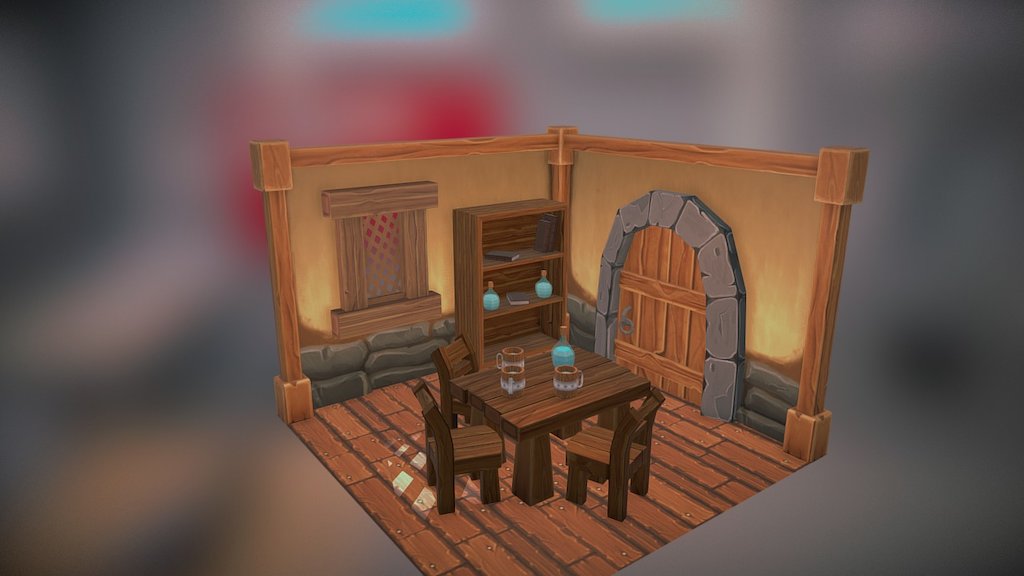 Low Poly Medieval Room - 3D model by luzik 3d model