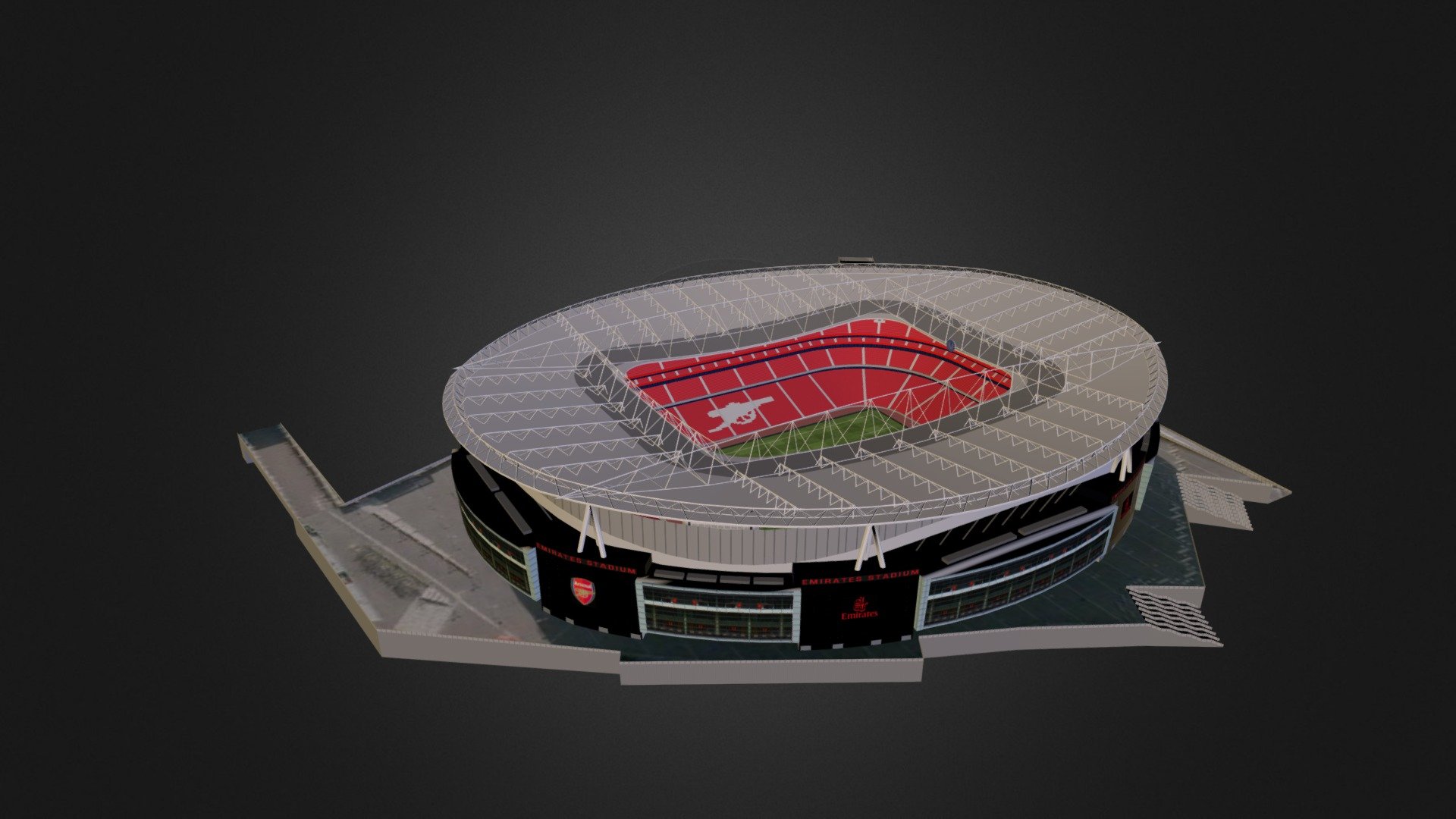 Capacity: 60,355. The Emirates Stadium has been the home of Arsenal F.C. since it opened in July 2006. The stadium project cost £430 million.
Model created by dizzyHARSH - Emirates Stadium - 3D model by PitchMap 3d model