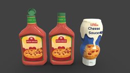 Stylized Pizza Sauce ketchup, special, secret, pizza, mustard, sauce, mayo, spicy, pepperoni, condiments, bottle, plastic
