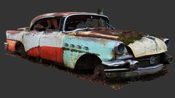Buick Super (Raw Scan) raw, abandoned, forest, pine, 3d-scan, post-apocalyptic, scrap, junk, american, buick, old, coupe, destroyed, georgia, 1950s, photogrammetry, car, city
