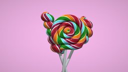 Lollipops candy, sweet, procedural, sweets, lollies, candies, houdini, vertex-color, houdinifx, proceduralart