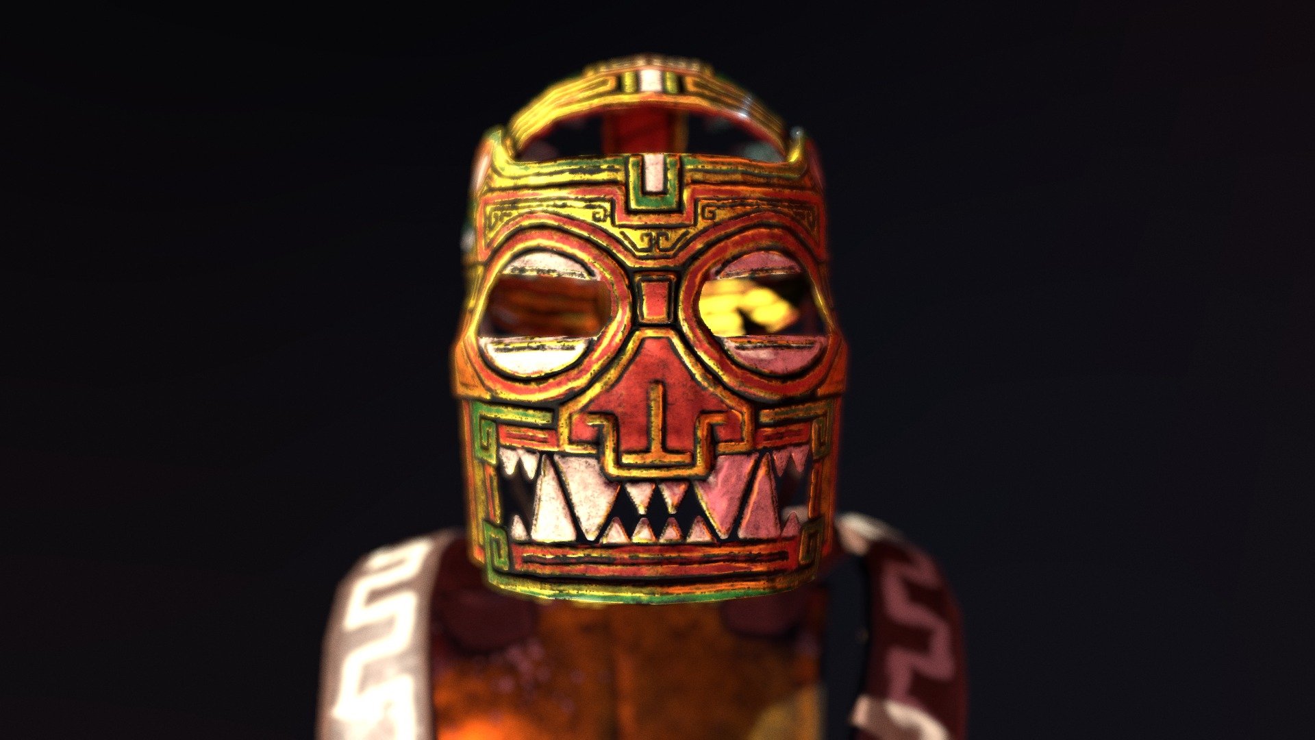 An aztec/mayan themed skin set for the Metal armor in Rust 3d model