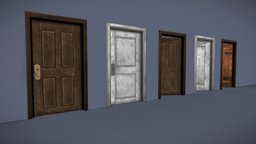 Wooden Doors portal, frame, painted, gameready-lowpoly, substancepainter, blender, pbr, wood, door, onestormynight