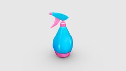 Blue Spray Bottle bathroom, household, tools, clean, bubble, cleaning, health, hygiene, lowpolymodel, disinfection, soak, sterilization, handpainted, cartoon, stylized, bathe, disinfecting