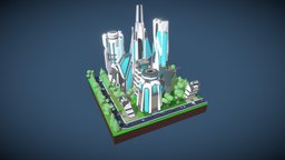 Stylized Futuristic Area 03 square, area, block, game, art, sci-fi, futuristic, city, stylized, building
