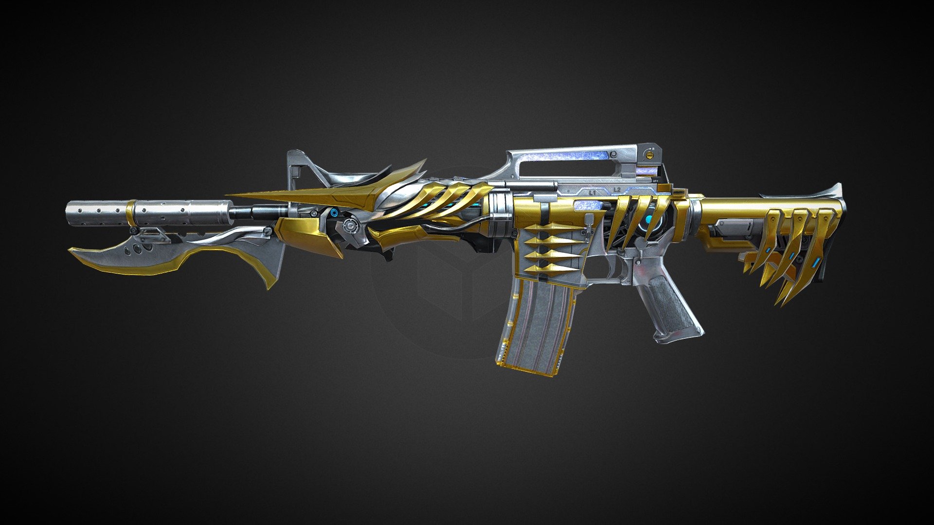 CrossFire's M4A1S Prism Beast Imperial Gold - 3D model by alx_flameniro 3d model