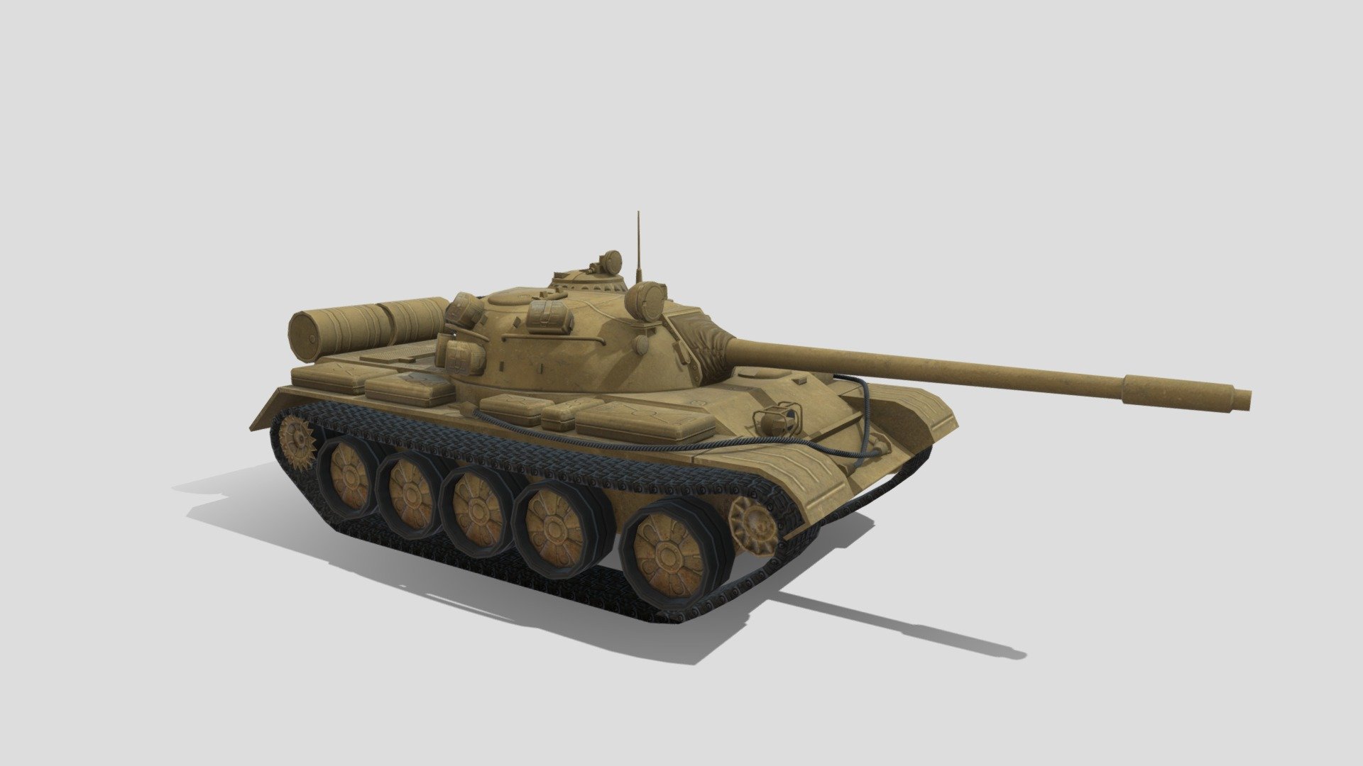 3D Battle Tank
The pack has highly detailed battle tank ready for use in your project. Just drag and drop prefab into your scene and achieve beautiful results in no time. Available formats FBX, 3DS Max 2017



We are here to empower the creators. Please contact us via the [Contact US](https://aaanimators.com/#contact-area) page if you are having issues with our assets. 




The following document provides a highly detailed description of the asset:
[READ ME](https://medium.com/@aaanimators/3d-asset-pack-low-poly-tables-pack-arabic-21125c8bb0f7)




**Mesh complexities:**


T-55 6591 verts; 6486 tris uv 

T-55_track 510 verts; 800 tris uv 



Includes 2 sets of materials with 3 textures:



● Diffuse

● Normal

● Specular - Low Poly Battle Tank - Buy Royalty Free 3D model by aaanimators 3d model