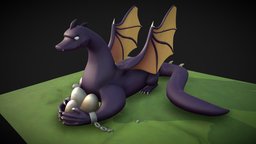 Dark Dragon medievals, fantasy-dragon-mom-dark-purple