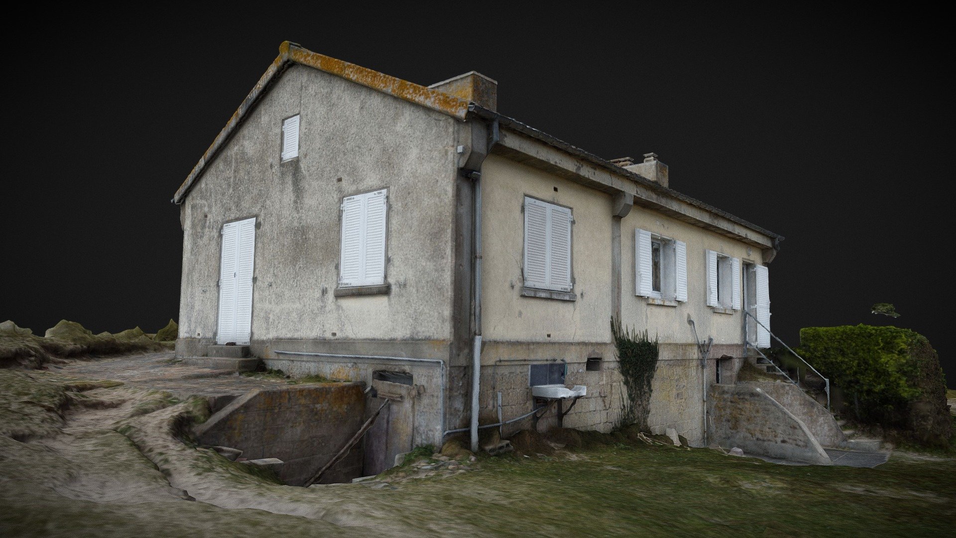Drone survey of a seaside house dating from 1930 in the Cotentin, France

Download features:

FBX, file format

Optimized UV layout

8K textures (shown here - included in download), Original 16K texture

Textures in PNG

Download size : 86 mb

Mesh properties :

Optimised poly count (200K triangles)

Topology model is OK

Scale is OK

Scan properties :

DJI Mini (12 mpx) Photos, 272 - House Velter (1930), Cotentin, France - 3D model by thomaxelleclair (@thomasleclair) 3d model