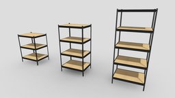 Heavy Duty Industrial Metal Shelf Collection storage, wooden, shelf, prop, warehouse, heavy, bolt, collection, support, metal, sturdy, asset, texture, pbr, wood, industrial, metal-shelf