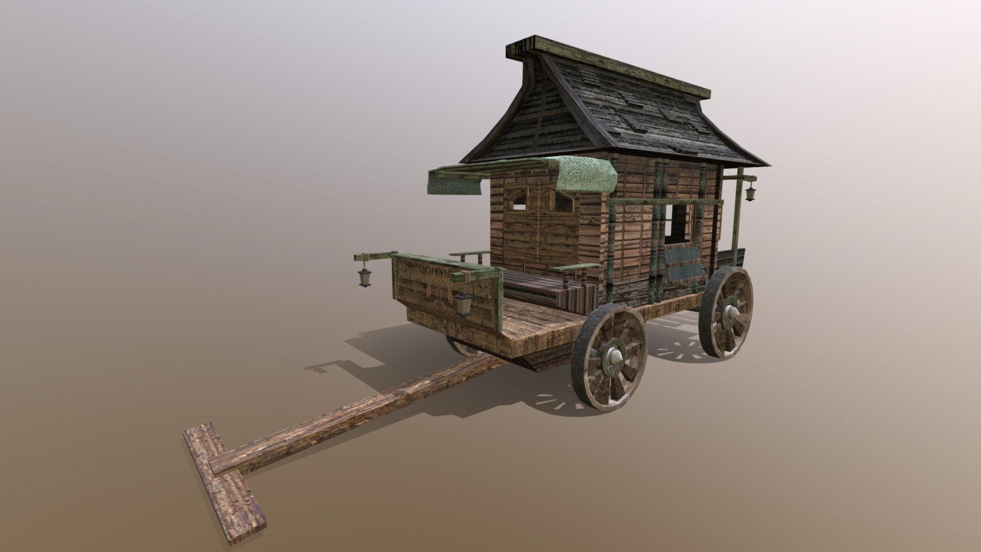 My most recent model for my school assignment, a medieval style cart - Medieval Cart - 3D model by Laikaios 3d model