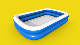Blue Swimming Inflatable Pool Low-poly kids, exterior, float, pool, family, bathtub, inflatable, water, beach, floating, swim, swimming, sunlight, house, plastic, sea, boat, ringpool, flotate, floatable