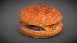 Smashed Beacon and Cheese Burger burger, food, meat, sandwich, 4k, beacon, bread, hamburger, steak, beef, cheese, sold, smashed, mcdonald, cheeseburger, cheap, cheesy, gamerady, asset, pbr, lowpoly, gameready, porc, burgir