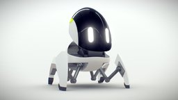 Robot CLN-R (School Project) green, cute, quadruped, neon, cleaning, unrealengine4, maya, robot