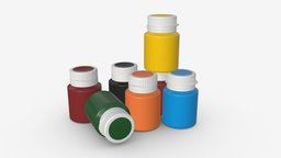 Сolor gouache paint jars drawing, paint, jar, draw, color, hobby, dye, painter, 3d, art, pbr, design, container, gouache