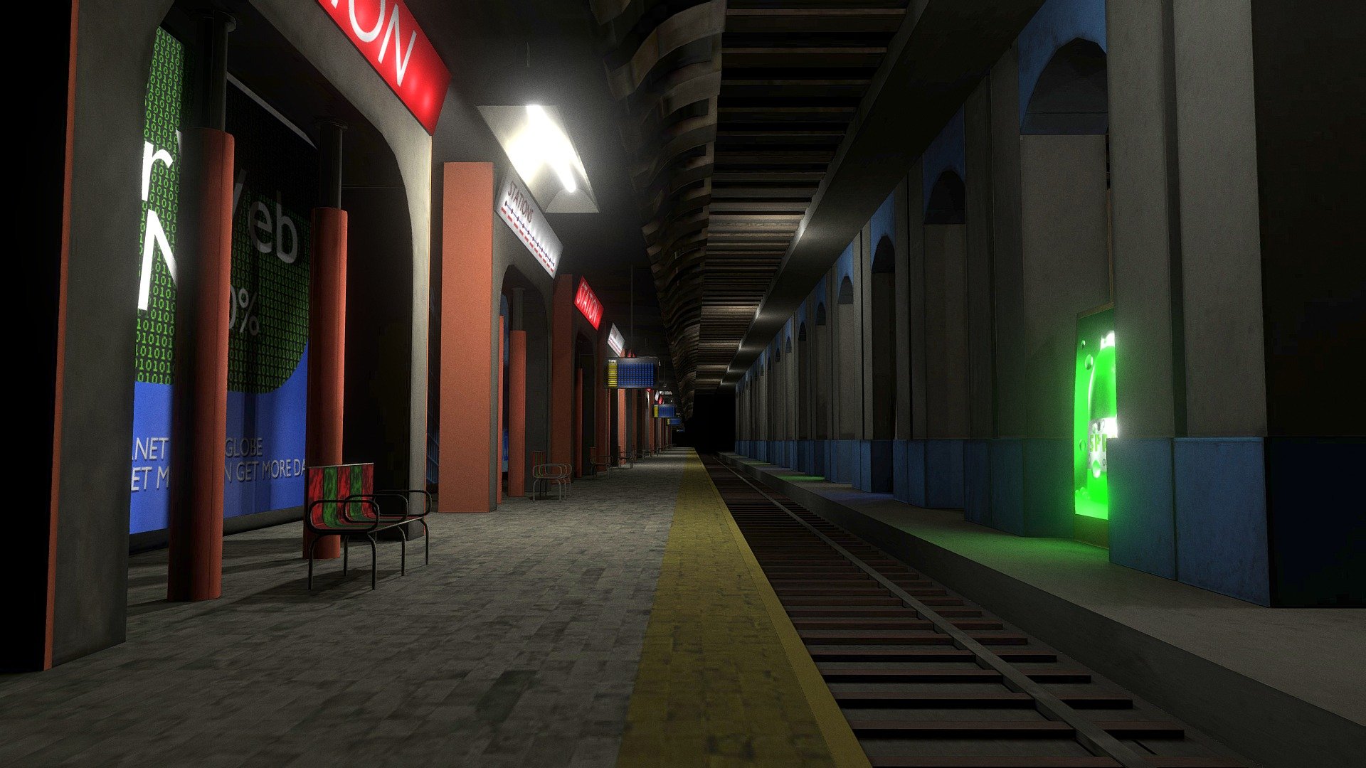 VR Metro Station modeled in Blender and textured in Substance Painter.

The scene has baked in textures 3d model