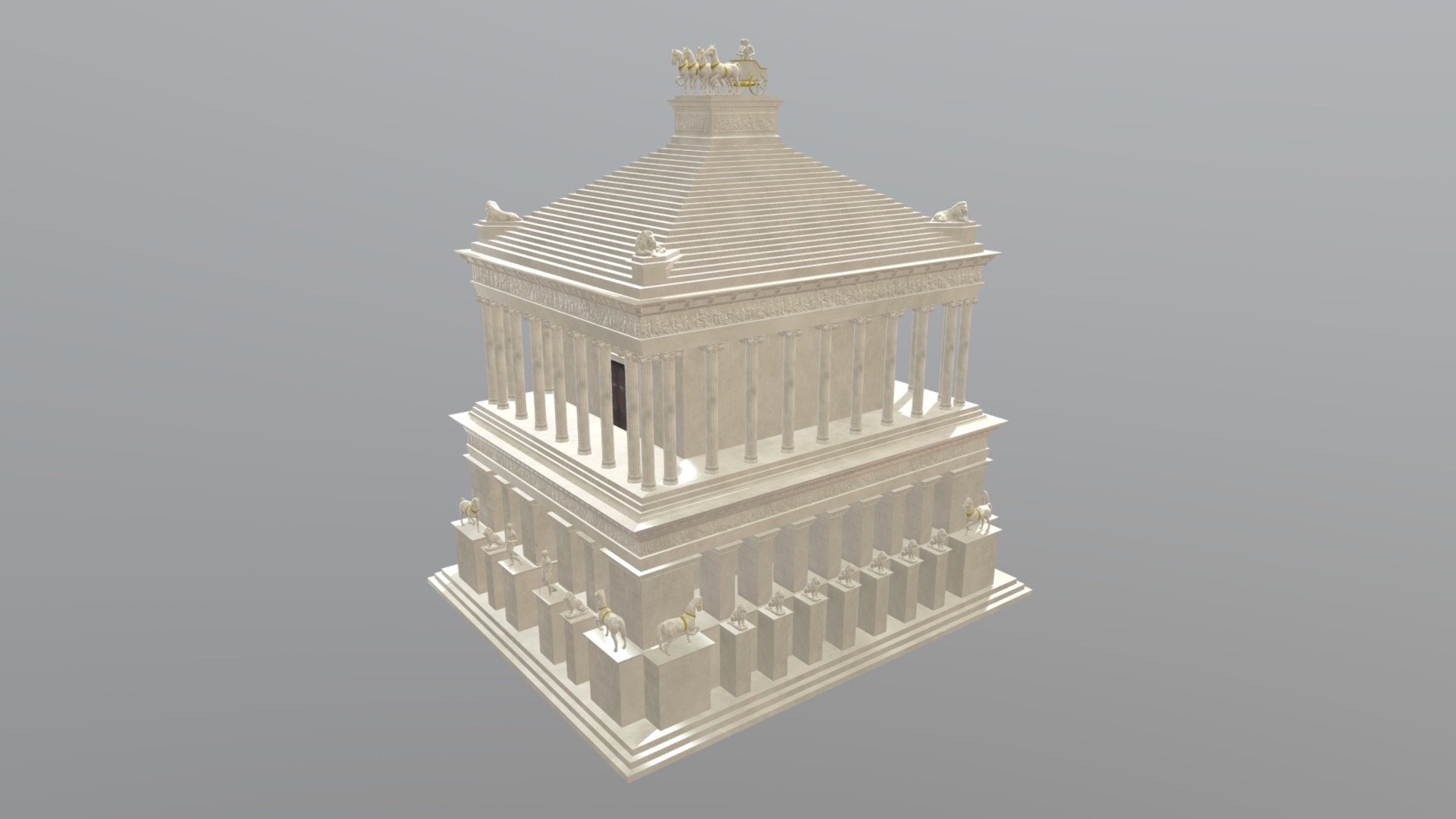 Mausoleum at Halicarnassus

file format




3ds max 2017

obj (multi Format)

FBX (multi Format)

included RAR archive with textures and *.obj file for the Unity and Vray

Total number of polygons in the scene: Tris: 83229 Vertices: 48996

I will be happy if you like it 3d model! See my other 3d models, just click on my user name 3d model
