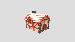 Low poly medieval house 5 castle, winter, medieval, town, props, low-poly, lowpoly, house, village
