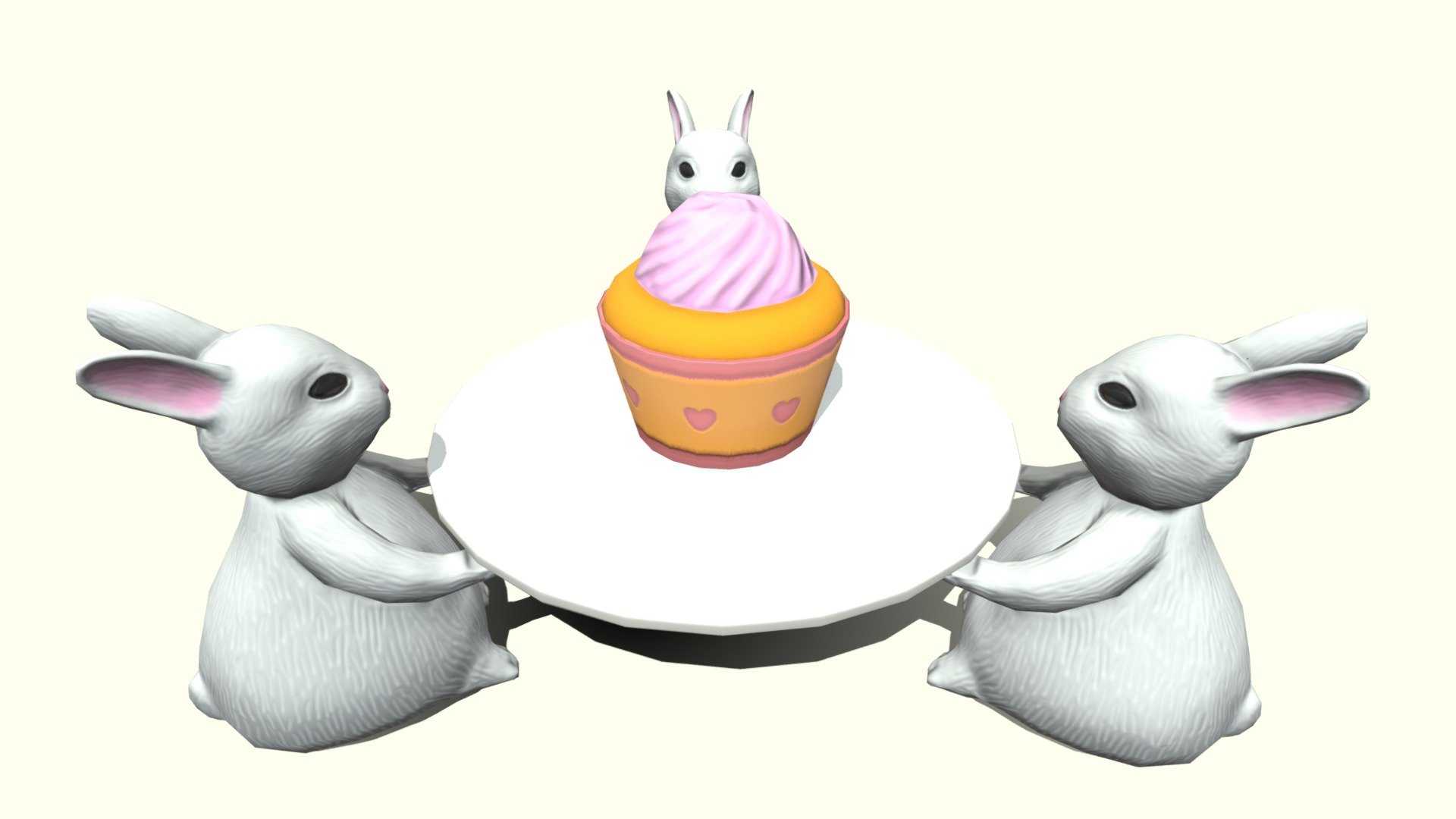Welcome

This is the presentation of my work. The model witch you can see is made as a low poly, stylized and textured asset.

This asset pack contains:

Bunny holder, Plate, Cake.

Technical information:

Texture - 2048 x 2048

Bunny holder - 1668 tris, 834 faces, 836 verts.

Plate - 336 tris, 168 faces, 170 verts.

Cake - 380 tris, 200 faces, 192 verts.

Contact details:

lukas.boban123@gmail.com

https://www.facebook.com/lukas.boban/

Thank you for taking look please consider leave like 3d model