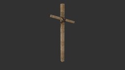 Withered Wooden Crucifix dae, crucifix, simplistic, crucifixion, withered, ropes, wood