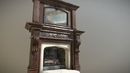 Antique Fireplace victorian, realistic, handsculpted, substancepainter, substance, pbr