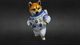 Cosmo Doge (Low Poly) artwork, meme, fun, dance, astronaut, doge, cosmo, character, asset, game, 3d, model, digital, animation, space, humorous, createdwithai
