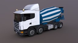 Truck 4 Mixer LowPoly truck, land, gasoline, trailer, traffic, transport, urban, mixer, lorry, vehicle, car