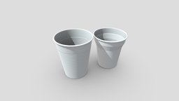 Plastic Cup Set drink, orange, white, coffee, household, set, ware, prop, party, mug, beverage, soda, kitchen, tableware, jug, kitchenware, takeaway, disposable, takeout, lowpoly, cup, container, plastic