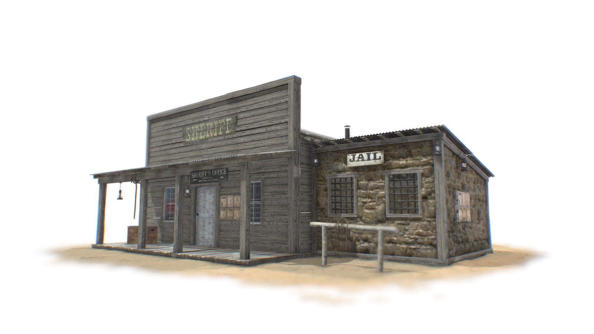 Wild West 3D Buildings Sheriff Office &amp; Jail - Wild West House Sheriff Office & Jail - Buy Royalty Free 3D model by Omni Studio 3D (@omny3d) 3d model
