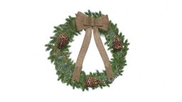 Christmas Wreath With Ribbon And Pine Cones