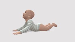 Baby in stripped suit 0587 style, kids, people, children, fashion, child, miniature, posed, realistic, character, 3dprint, 3d, model, scan, human, male, polygon, photochildren