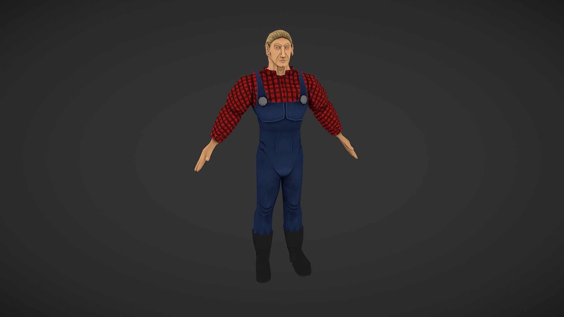 Stylized farmer made to fit into the idea of a low poly game character. I'll probably make around two more characters with similar focus on specific roles 3d model