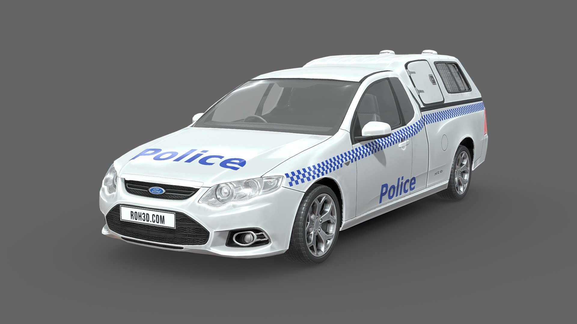 Low Poly Car - Ford Falcon FG UTE Police 2011, nice geometry and surface flow 3d model