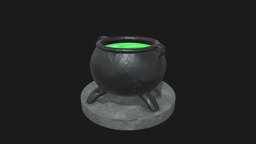 witch cauldron pot, potions, substancepainter, cauldron, witch
